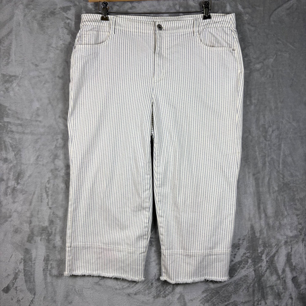 J Jill Women's Y2K Coastal Grandmother High Rise‎ Crop Jeans Size 18 Stripe